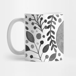 Black and white watercolor leaves Mug